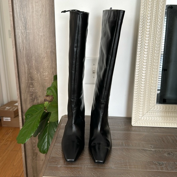 Zara heeled leather knee high boots leather black kitten heel 2006/310 38 7.5 - Picture 7 of 16